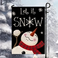 Christmas garden flag with snowman and Let it Snow text on a snowy forest background - Carrot Nose Snowman Let it Snow Style (HYQ95-20)
