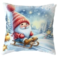 Christmas cushion cover featuring a cute skiing gnome design for festive home sofa decor - Sledding Starry Sky Gnome (CDR387-7) / 45*45cm Short Plush Single Sided Without Core