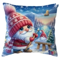 Christmas pillow cover with cute cartoon elf painting in winter snow scene design - Painting Gnome (CDR387-9) / 45*45cm Short Plush Single Sided Without Core