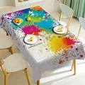 Nappe rectangulaire avec motif d'éclaboussures de peinture arc-en-ciel sur tissu blanc - Art d'Éclaboussures de Peinture Colorée (ZB699-21) / 40x60cm Tissu Brossé