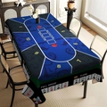 Nappe de poker Texas Hold'em bleu et noir avec 10 places et motifs de cartes à jouer - Table de Poker Texas Hold'em Bleu et Noir (ZB699-23) / 40x60cm Tissu Brossé