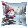 Christmas gnome ice fishing pillowcase, winter holiday cushion cover for sofa decor - Ice Fishing Gnome (CDR387-15) / 45*45cm Short Plush Single Sided Without Core