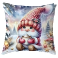 Christmas gnome pillowcase with red hat holding cocoa, winter holiday decor - Gnome with Hot Drink (CDR387-17) / 45*45cm Short Plush Single Sided Without Core
