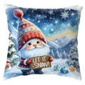 Christmas gnome cushion cover with Let It Snow text and winter holiday scene - Gnome with Let it Snow Sign (CDR387-19) / 45*45cm Short Plush Single Sided Without Core