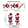 Detailed view of red rose and butterfly static cling stickers with product dimensions - Red Rose Butterfly Motif (JDT-A358)