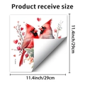 Detail showing red cardinal bird floral wall sticker with 11.4 inch size dimensions - Red Bird Flower Style (PH_QTB340)