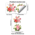 Blumen WC Wandsticker Set mit bunten Rosen zeigt Produktmaße und Dekorationseffekt - Rosa und Weiße Rose (PH_QTB348 Toilettenaufkleber)