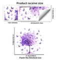 Detailed size guide for purple butterfly tree wall stickers with dimensions and sheet layout - Dreamy Purple Tree Butterfly Style (PH_QTB349)