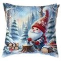 Christmas gnome cushion cover featuring a festive lumberjack gnome and winter forest scene - Lumberjack Gnome (CDR387-24) / 45*45cm Short Plush Single Sided Without Core