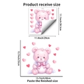 Pink bear wall sticker size guide showing packaging and applied dimensions on white wall - Pink Bear (PH_QTB338)