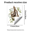 Detail of cartoon sloth wall sticker showing dimensions 29x38cm on self-adhesive PVC material - Sloth Design (PH_QTB367)