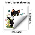 Dimensiones detalladas del adhesivo de pared de gato y flores, 28,5 por 29 centímetros - Estilo Gato Leyendo (PH_QTB350)