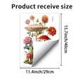 Waldpilz Wandtattoo mit Blumen zeigt die tatsächliche Empfangsgröße von 40x29 cm - Vintage Pilz- und Blumenmuster (PH_QTB354)