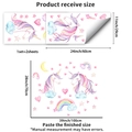 Guide des tailles détaillé pour stickers licorne aquarelle avec dimensions en pouces et cm - Série de licornes à l'aquarelle (PH_QTB375)