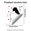 Detail showing cartoon couple hugging wall sticker with 19cm by 16cm size dimensions - Ph_qtb361