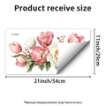 Nahaufnahme der rosa und weißen Tulpen PVC Wandaufkleber Größe 21 x 11 Zoll Maß - Pfingstrose Tulpe (PH_QTB380)