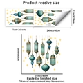 Blue and gold Middle Eastern lantern wall decals showing product dimensions and layout - Blue Lantern Star Pattern (PH_QTB415)