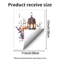 Detail of Middle Eastern lantern wall sticker with floral motifs and self-adhesive back - Purple Lantern Floral Pattern (PH_QTB400)