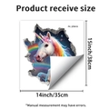 Sticker mural licorne 3D 35x38cm avec crinière arc-en-ciel effet trou dans le mur - Style Licorne (PH_QTB418)