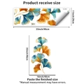 Dettaglio con dimensioni degli adesivi murali foglie di ginkgo blu e oro su bianco - Stile Foglia di Ginkgo Colorata (PH_QTB431)