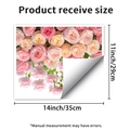 Detailed dimensions of self-adhesive floral toilet stickers with pink roses 11x14 inches - Pink and Champagne Rose Style (PH_QTB437)