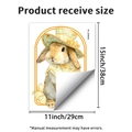 Detail view of rabbit wall sticker dimensions showing 11x15 inch size and paper texture - Cute Illustration Bunny Style (PH_QTB430)