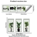 Detail van 3D potplanten muurstickers set met afmetingen en lay-out instructies - Tropische Potplanten Stijl (PH_QTB436)