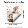 Dettaglio dimensioni adesivo coniglietto di Pasqua 29 cm di larghezza e 32 cm di altezza - Stile Cesto di Coniglio (PH_QTB447)