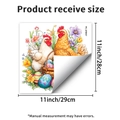 Detail view of Easter rooster wall sticker with dimension markers 11x11 inches - Rooster Hen And Eggs Style (PH_QTB457)