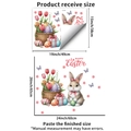 Detail showing Easter bunny wall sticker dimensions for compact and finished layout sizes - Easter Bunny Floral Style(PH_QTB445)