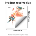 Floral bird static glass window film sticker showing dimensions 29x31cm for home decor - Peony Magpie Style (JDT-A431)