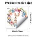 Detailed size chart showing a 15-inch watercolor Easter bunny and floral wreath sticker - Realistic Bunny Wreath (JDT-A440)