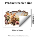Detailed size chart for 3D Easter bunny wall sticker measuring 23 by 15 inches - Easter Rabbit Pattern (PH_QTB478)