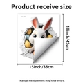 Detaillierte Maße des 3D-Hasen-Wandstickers mit Ostereiern und Mauerdurchbruch-Effekt - 3D Wanddurchbruch Ostern Hase Stil (PH_QTB454)