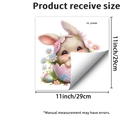 Detail view of Easter bunny in egg sticker with 11x11 inch size specifications - Rabbit in Eggshell Floral Style (PH_QTB480)