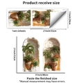 Gedetailleerde muursticker lay-out met maten van tropische boogvenster afbeeldingen - Tropische Plant Vaas Nis Stijl (PH_QTB489)