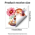 Easter bunny window sticker size dimensions showing 11x11 inch square wall decal - Rabbit Holding Flower Style (JDT-A437)