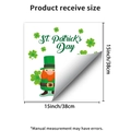 Detailansicht der St. Patrick's Day Kobold Fensteraufkleber mit Maßen von 38x38 cm Größe - Kobold und Kleeblatt Muster (JDT-A446)