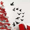 Set de 11 pegatinas de espejo de pared acrílico negro con siluetas de pájaros volando - Negro