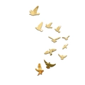 Set de 11 pegatinas de pared de pájaros de espejo acrílico dorado con superficie reflectante - Dorado