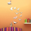 Juego de 11 pegatinas de pared espejo de paloma en acrílico para decoración de TV - Plateado