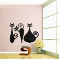Juego de tres pegatinas de pared de espejo de gato acrílico negro para hogar moderno 3D - Negro
