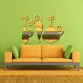 Juego de 3 pegatinas de espejo acrílico dorado con forma de gato para decoración - Dorado