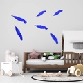 Set of 6 royal blue acrylic feather mirror wall stickers for modern bedroom decoration - Blue
