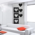 Pegatinas de pared 3D de corazones en acrílico negro para salón moderno - Negro
