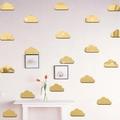 Pegatinas de pared de espejo 3D de nubes doradas para decoración creativa del hogar - Dorado