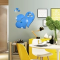 Pegatinas de espejo 3D de acrílico azul con forma de corazón para decoración de salón - Azul