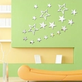 Pegatinas de pared de espejo de estrella de acrílico plata para salón y cuarto - Plateado