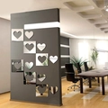 Pegatinas de pared espejo 3D de corazón plateado para decoración de pared moderna - Plateado