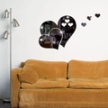 Pegatinas de pared de espejo acrílico con forma de corazón para salón moderno - Negro